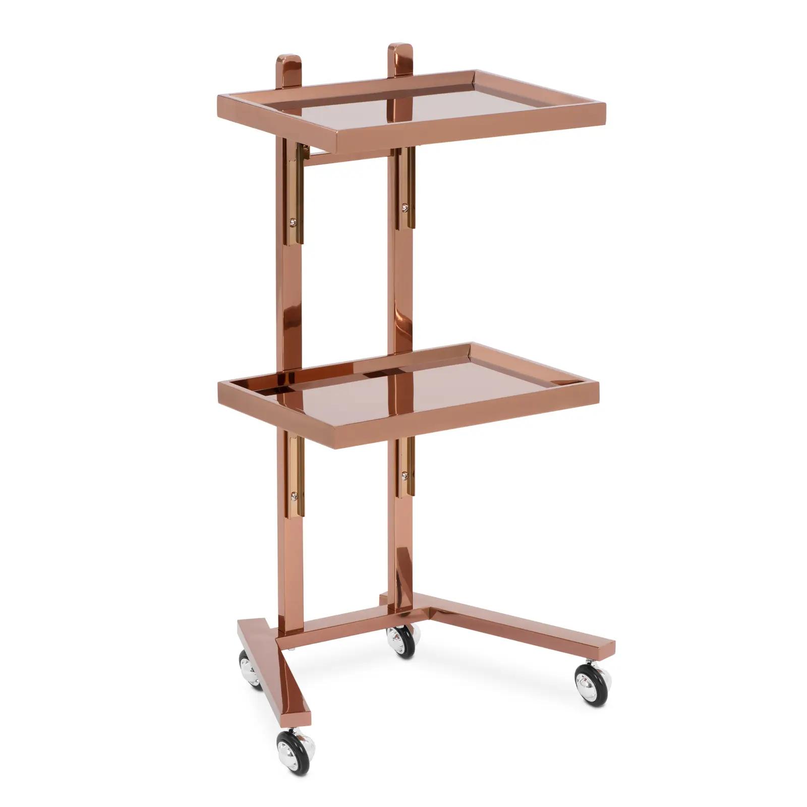 Beauty Trolley - 2 folding shelves - up to 10 kg - rose gold - stainless steel