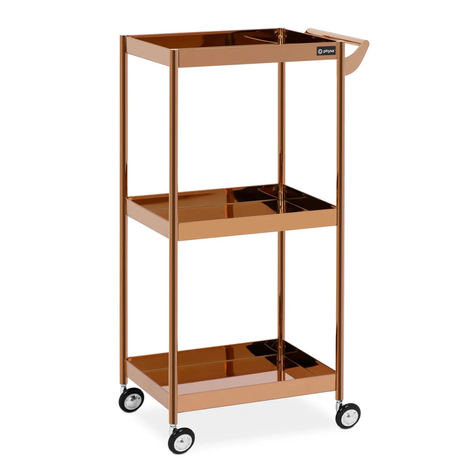 Beauty Trolley - 3 shelves - up to 30 kg - rose gold - stainless steel