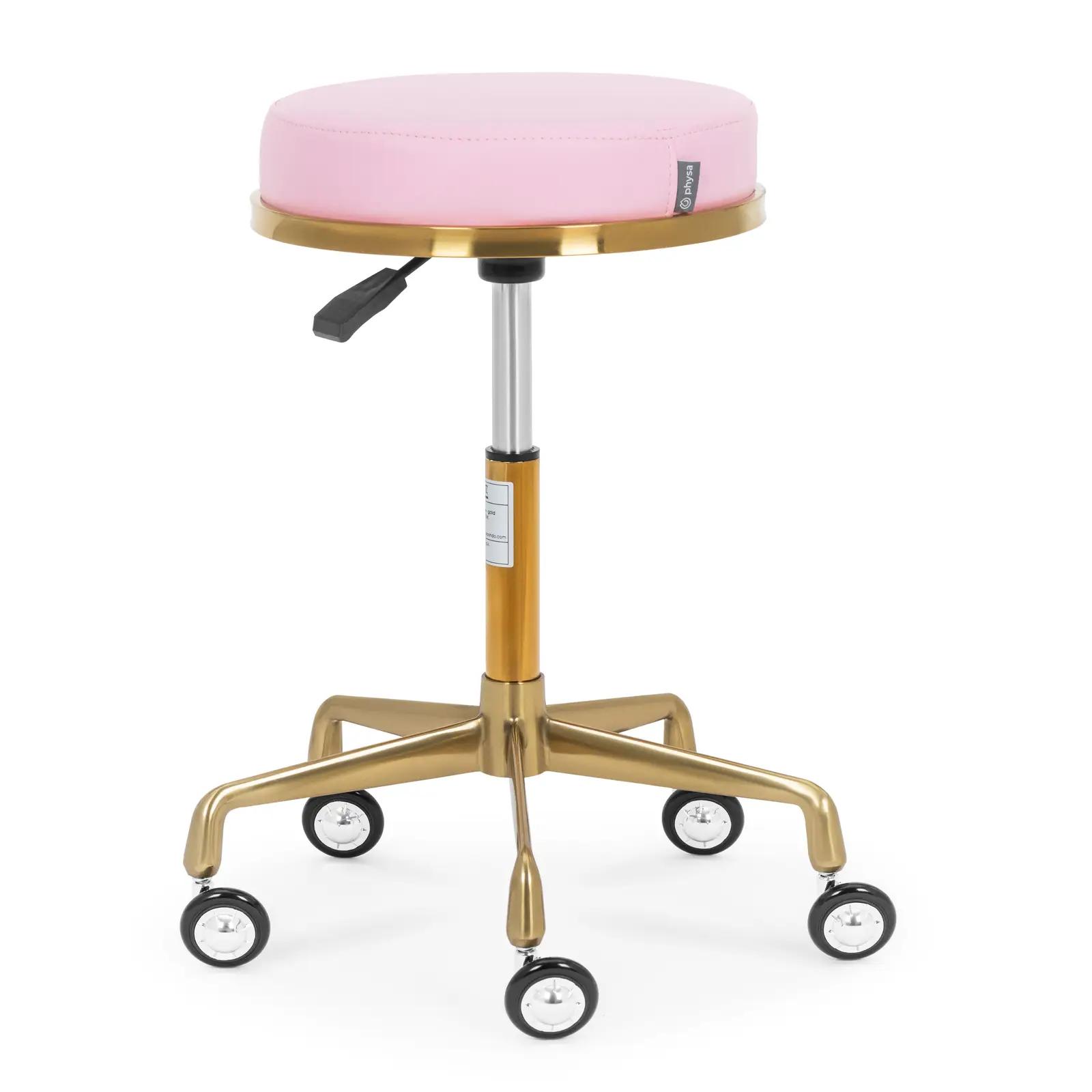 Rolling Stool - 51 - 64 Cm - 150 Kg - Pale Pink / Gold