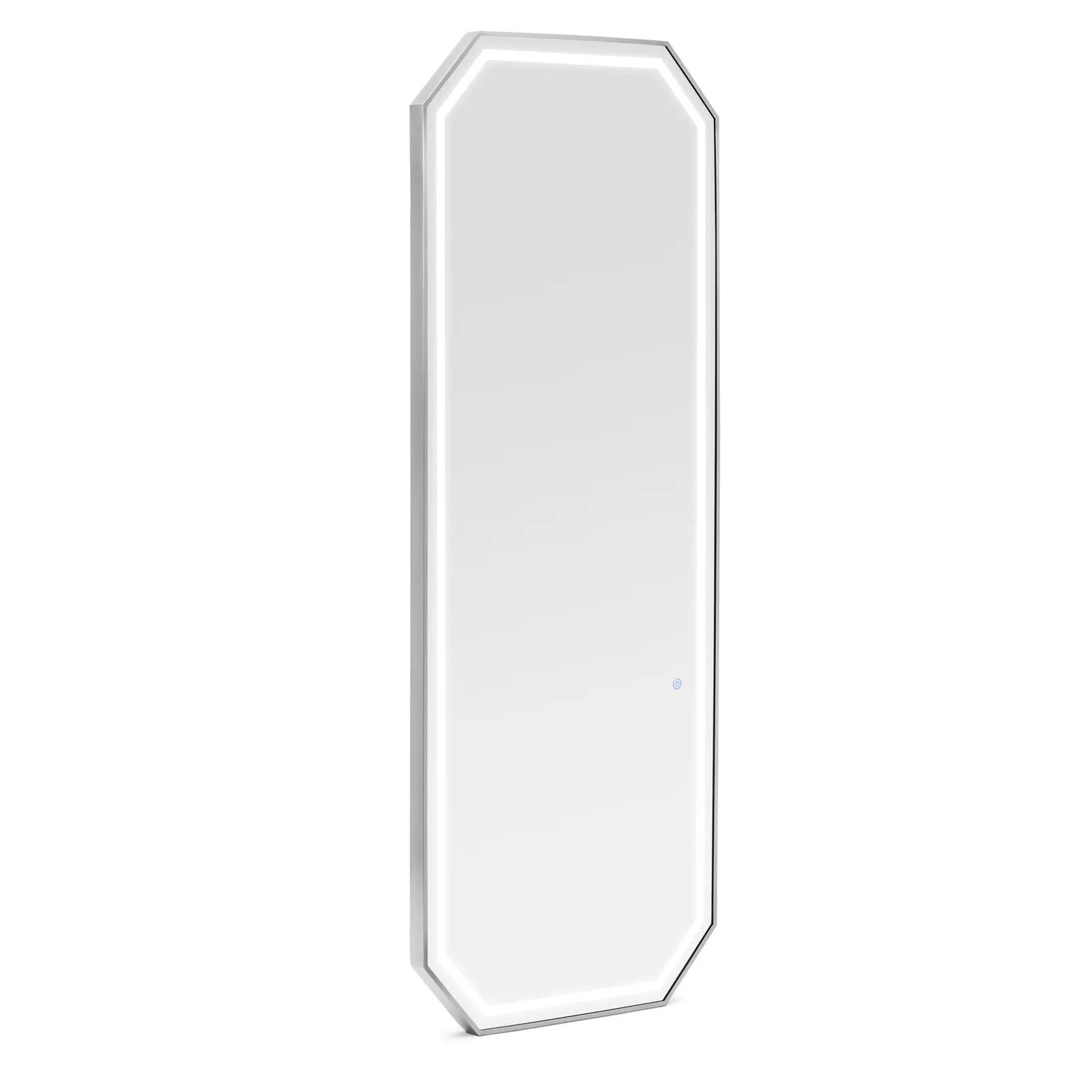 Salon Mirror - LED lighting - extra thin - octagonal - silver - 180 x 70 cm