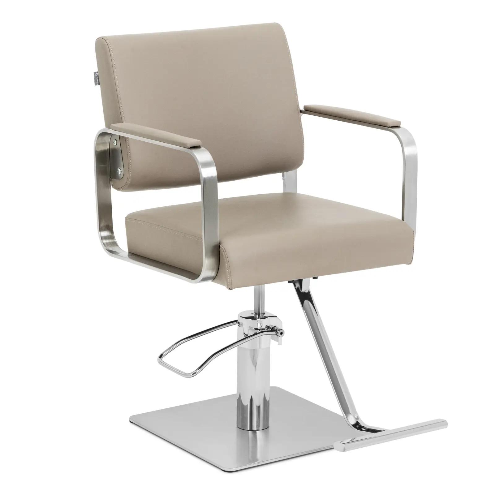 Salon Chair with Footrest - 50 - 66 cm - 200 kg - beige/silver