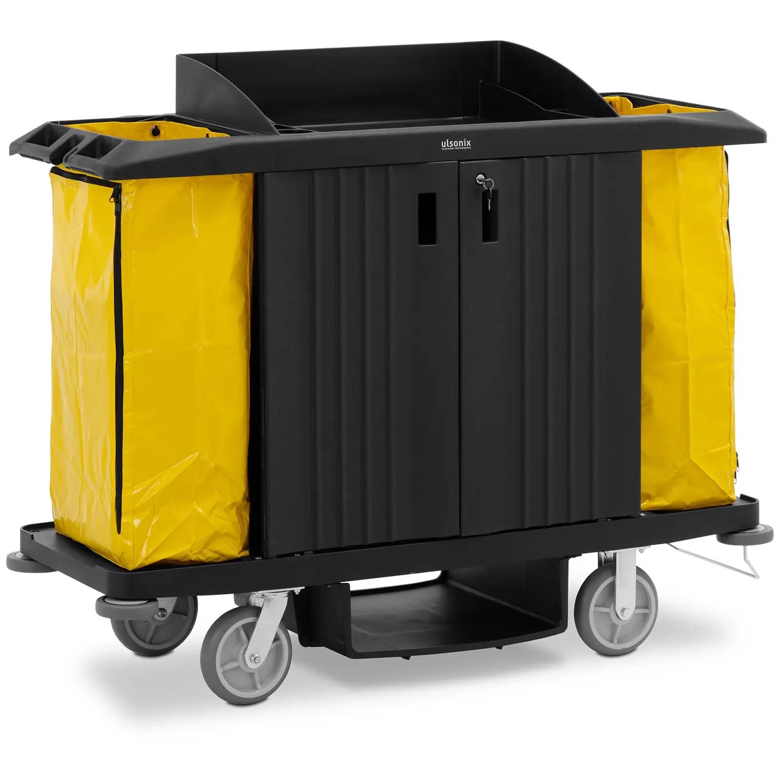 Cleaning Trolley - Lockable - 250 Kg - 4 Shelves - 2 Nylon Bags