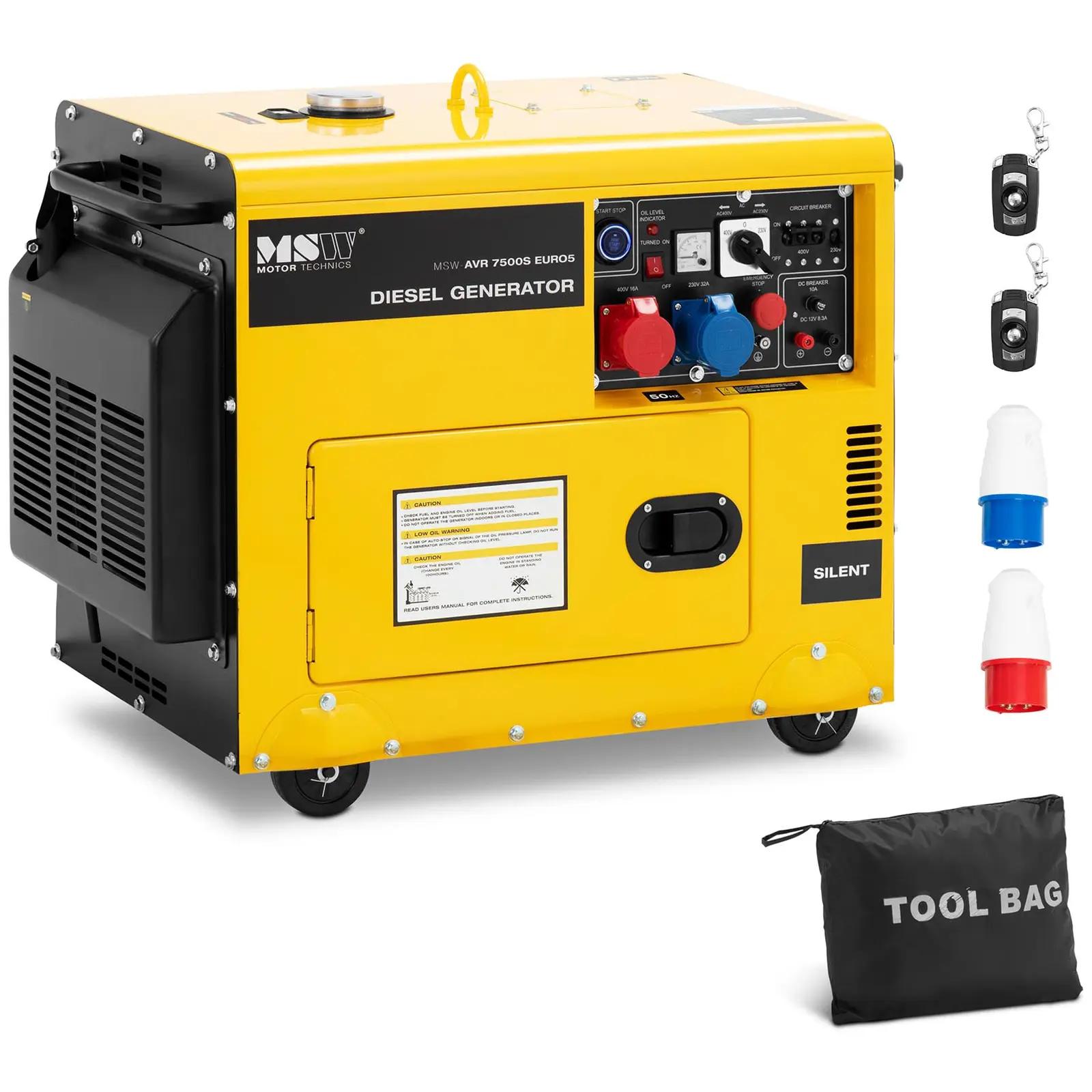 Diesel Generator - 6370 / 7500 W - 16 L - 230/400 V - Mobile - AVR - Euro 5