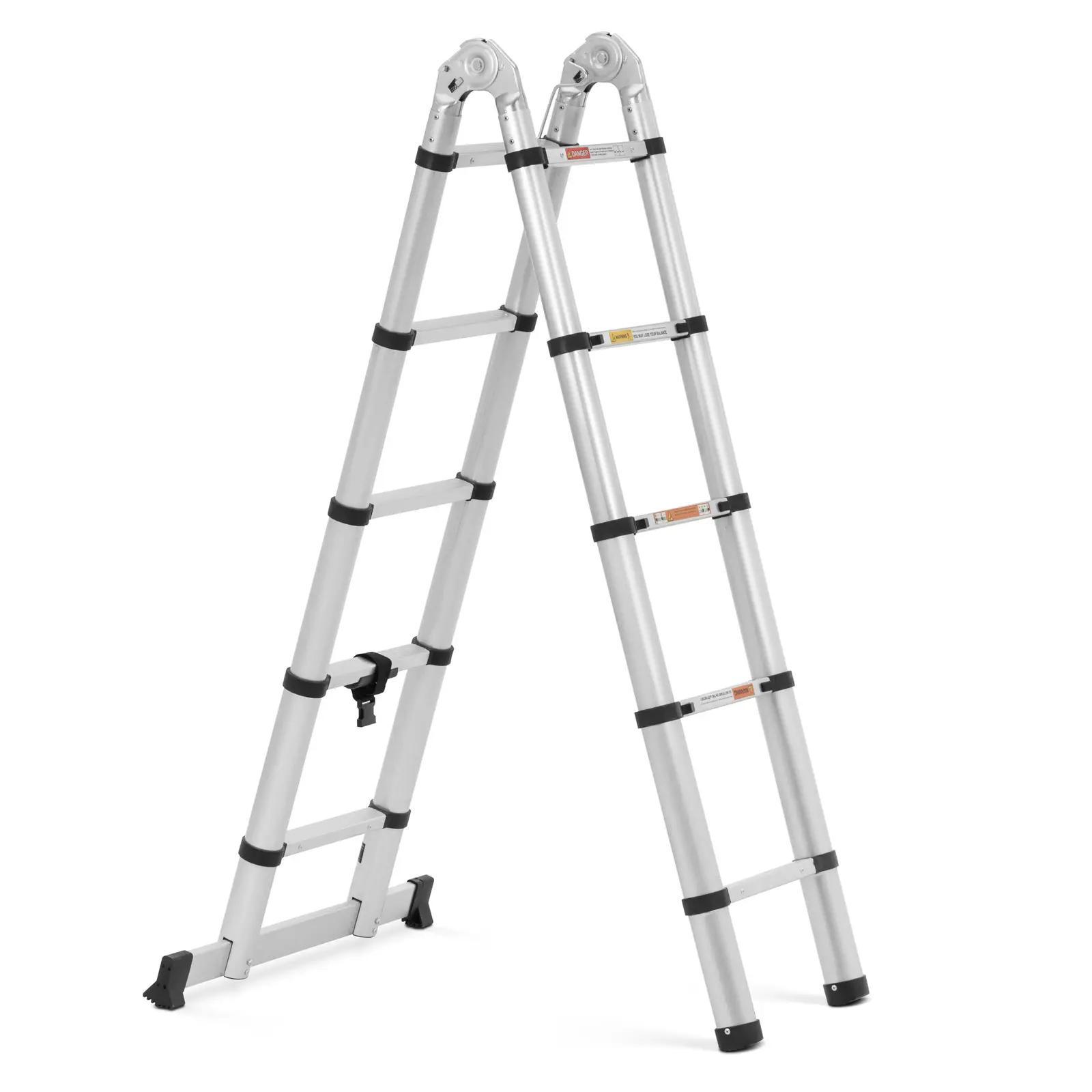 Folding Telescopic Ladder - 12 Steps - Aluminium - height: 0.85 - 1.85/3.80 M