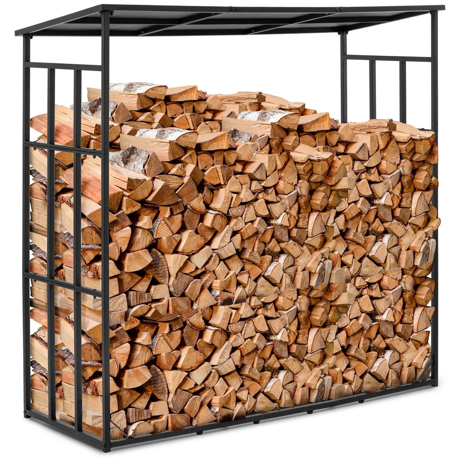 Firewood Rack - With Roof - 400 Kg - 190 X 76 X 186 Cm - Steel - Black