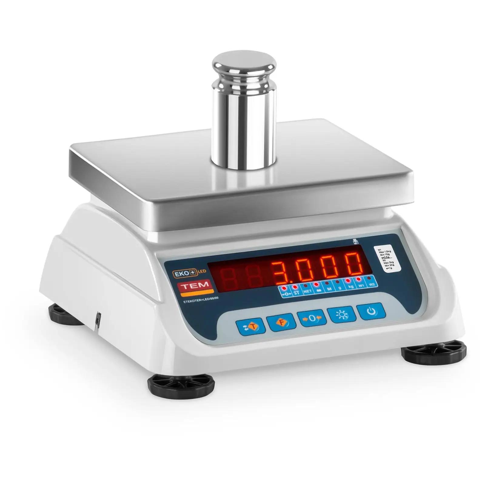 Table Scale - Calibrated - 1.5 Kg / 0.5 G - 3 Kg / 1 G - LED