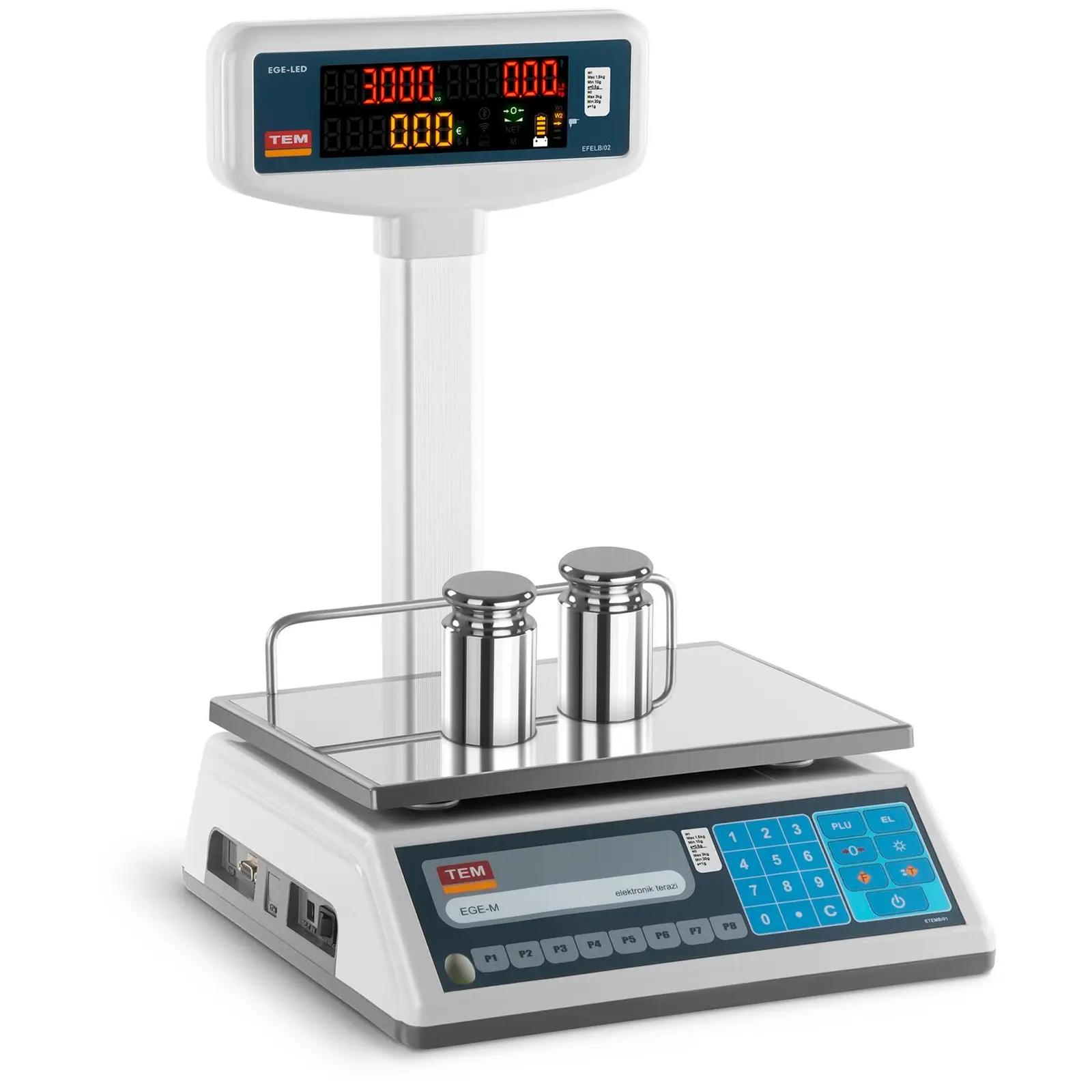 Price Scale With LED Display - Calibrated - 1.5 Kg / 0.5 G - 3 Kg / 1 G