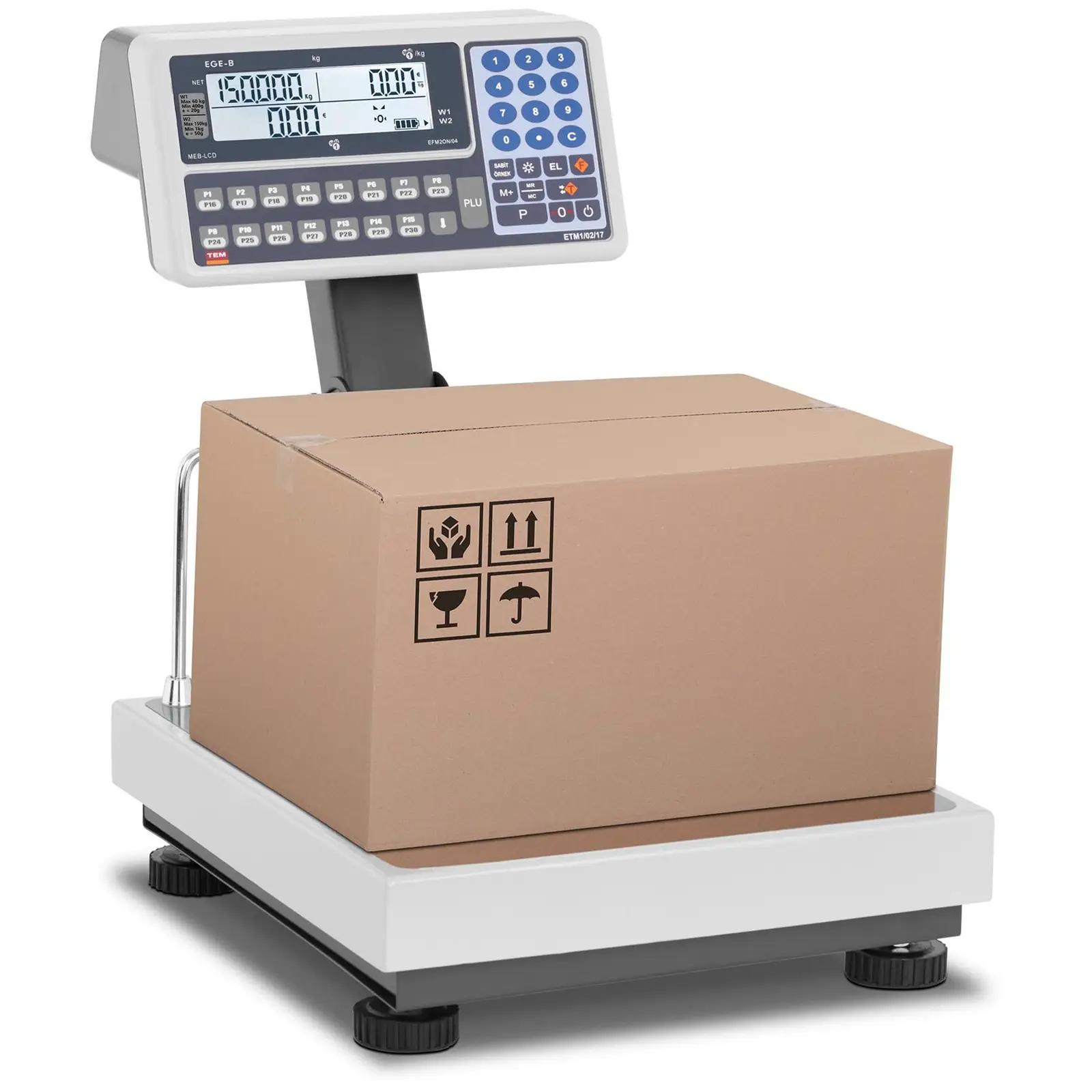 Price Scale with raised display - calibrated - 60 kg / 20 g - 150 kg / 50 g