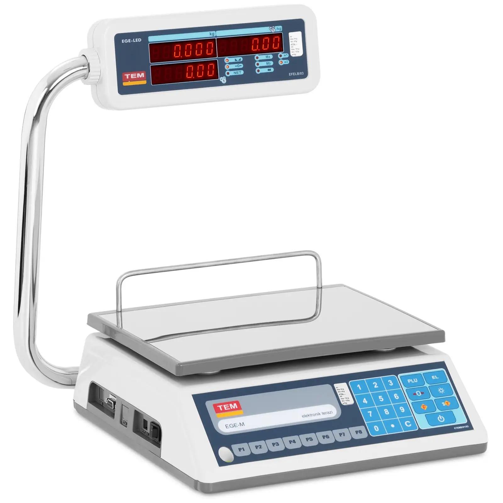 Price Counting Scale - Calibrated - 15 Kg - Dual LED, three-colours