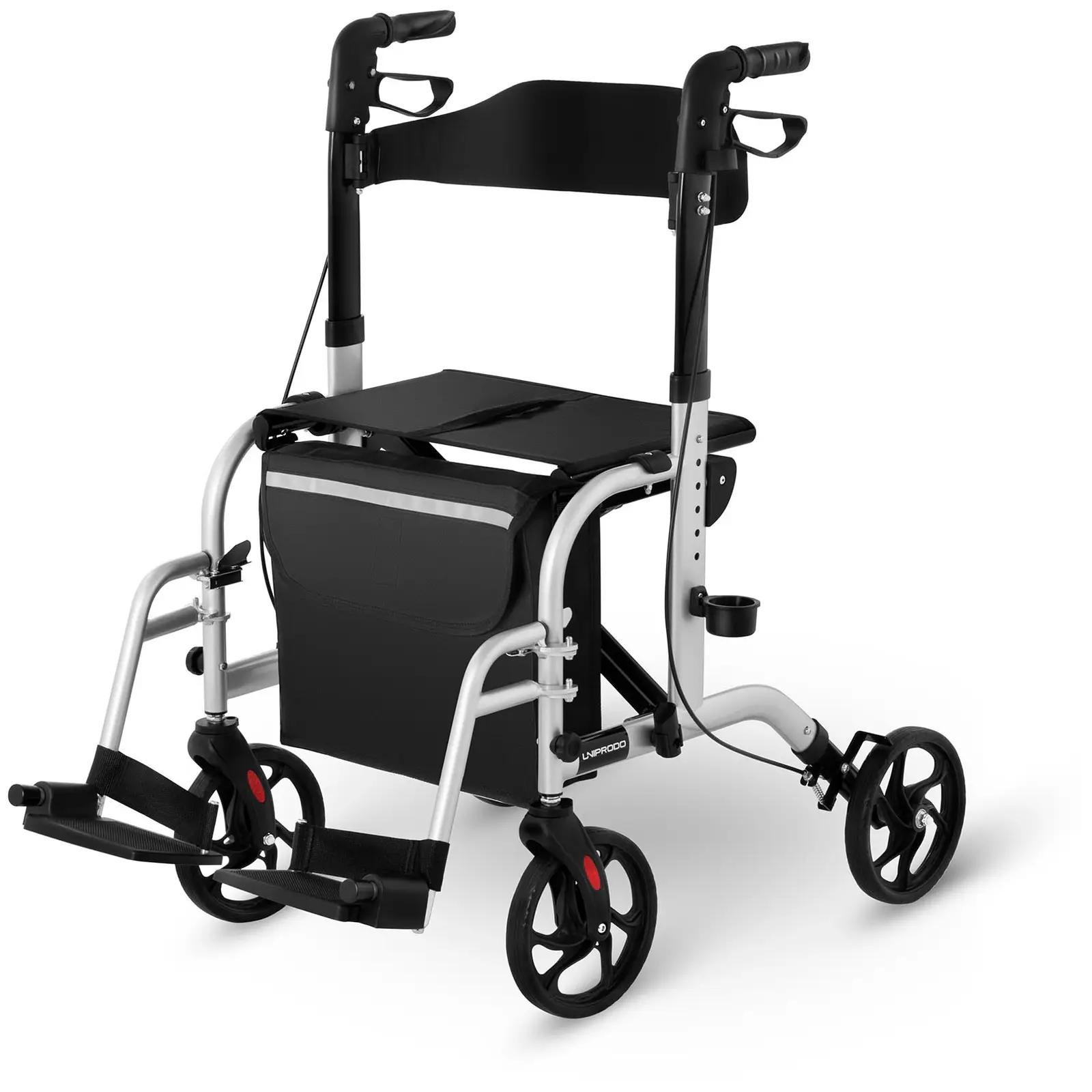 Rollator Wheelchair 2-in-1 - Silver - 120 Kg