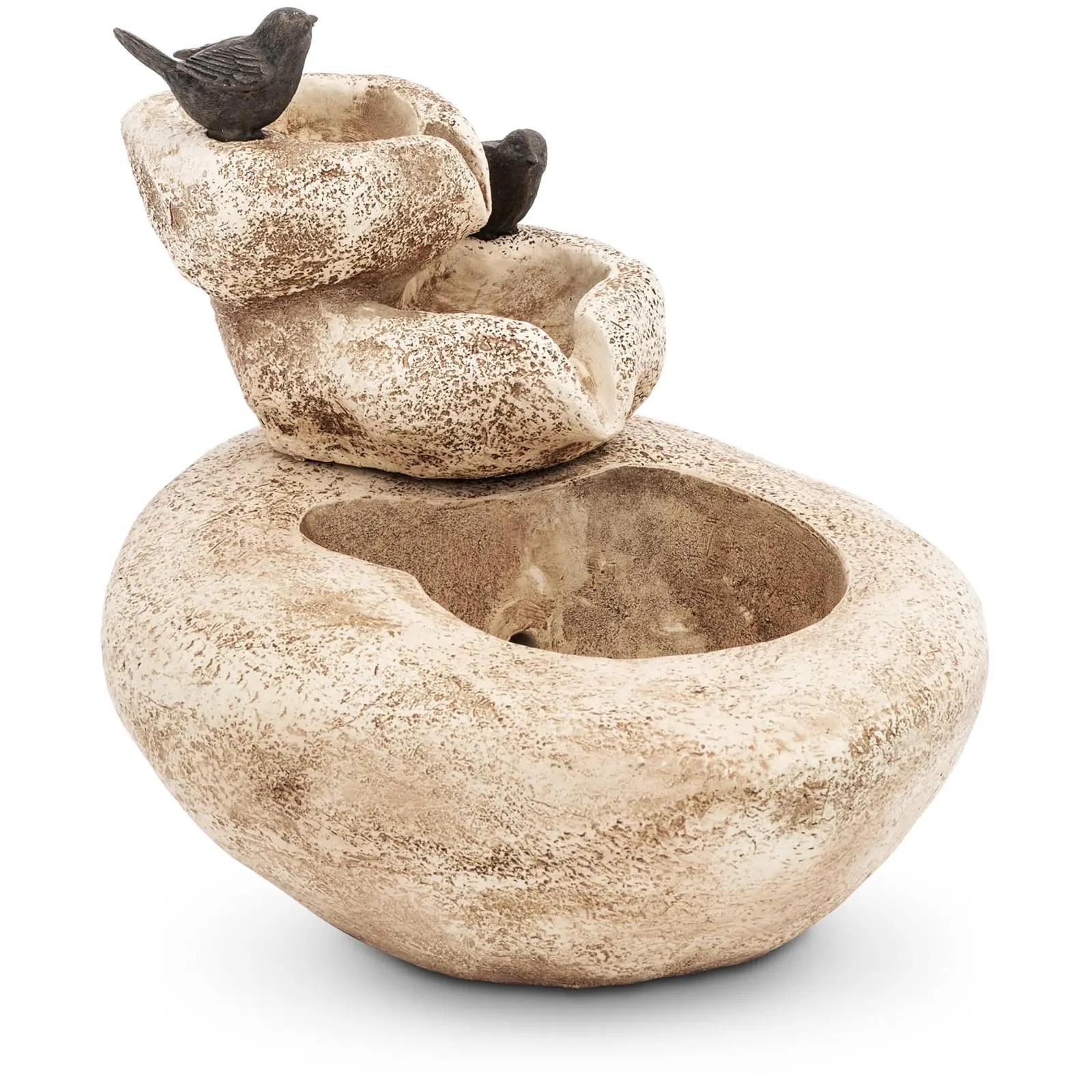 Garden Fountain - 3 Bowls With 2 Birds - LED Lighting - 8 W