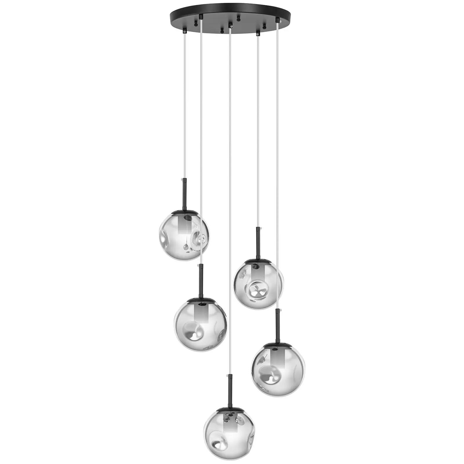 Pendant Light - 5 light sources - smoked glass spheres