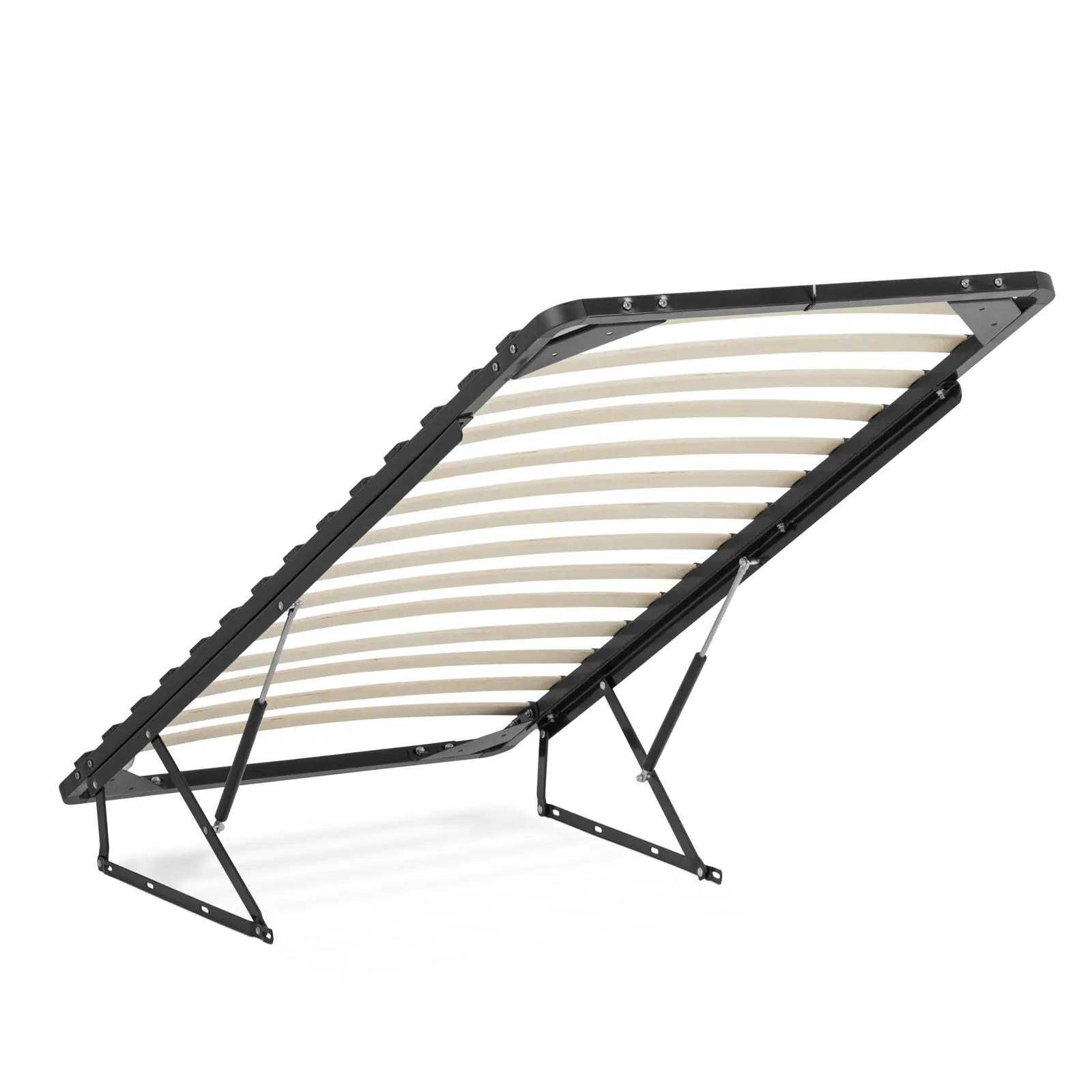 Folding Slatted Bed Base - 90 X 200 Cm - 200 Kg - Underbed Storage - 2 Gas Pressure Springs