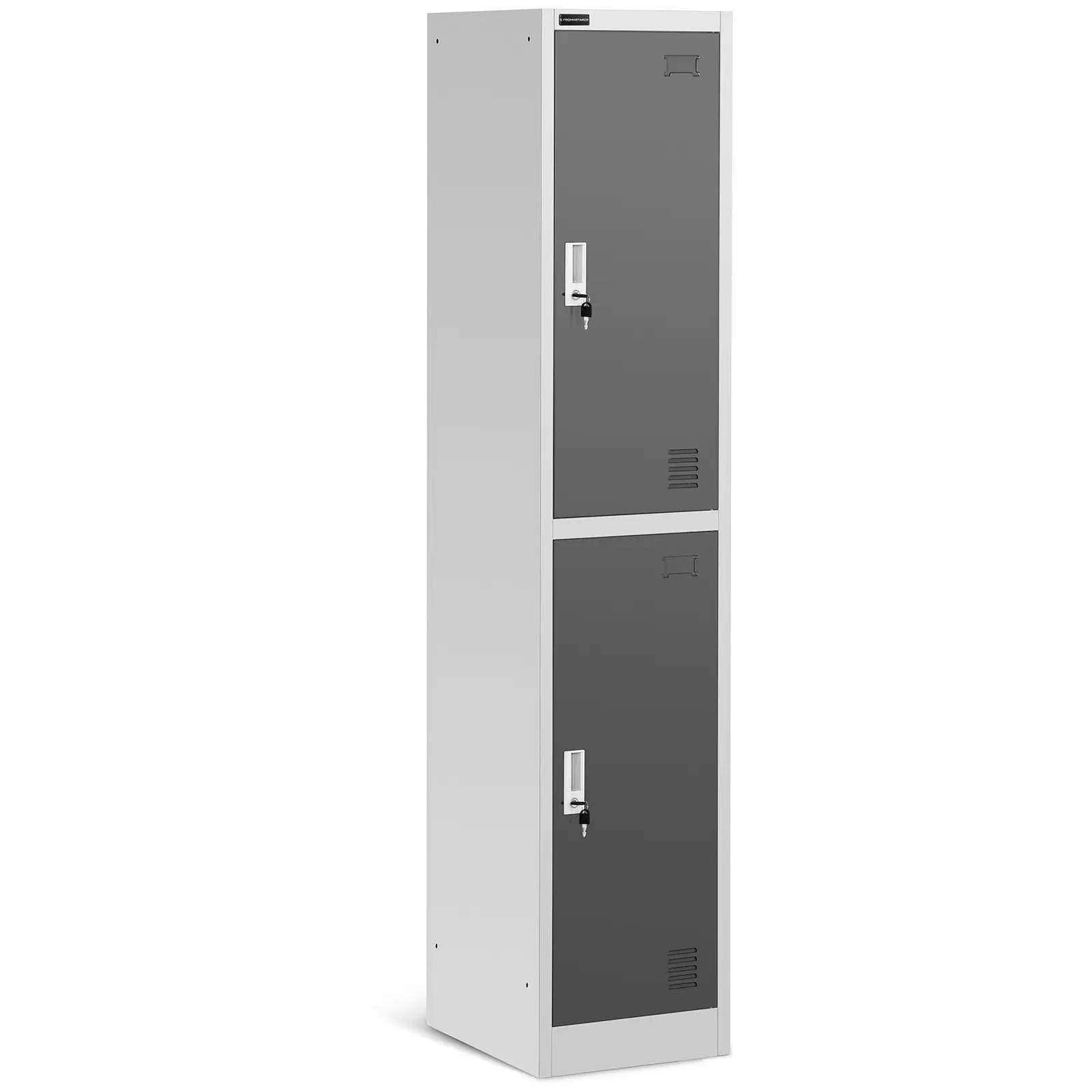 Metal Storage Locker - 2 Compartments - Grey