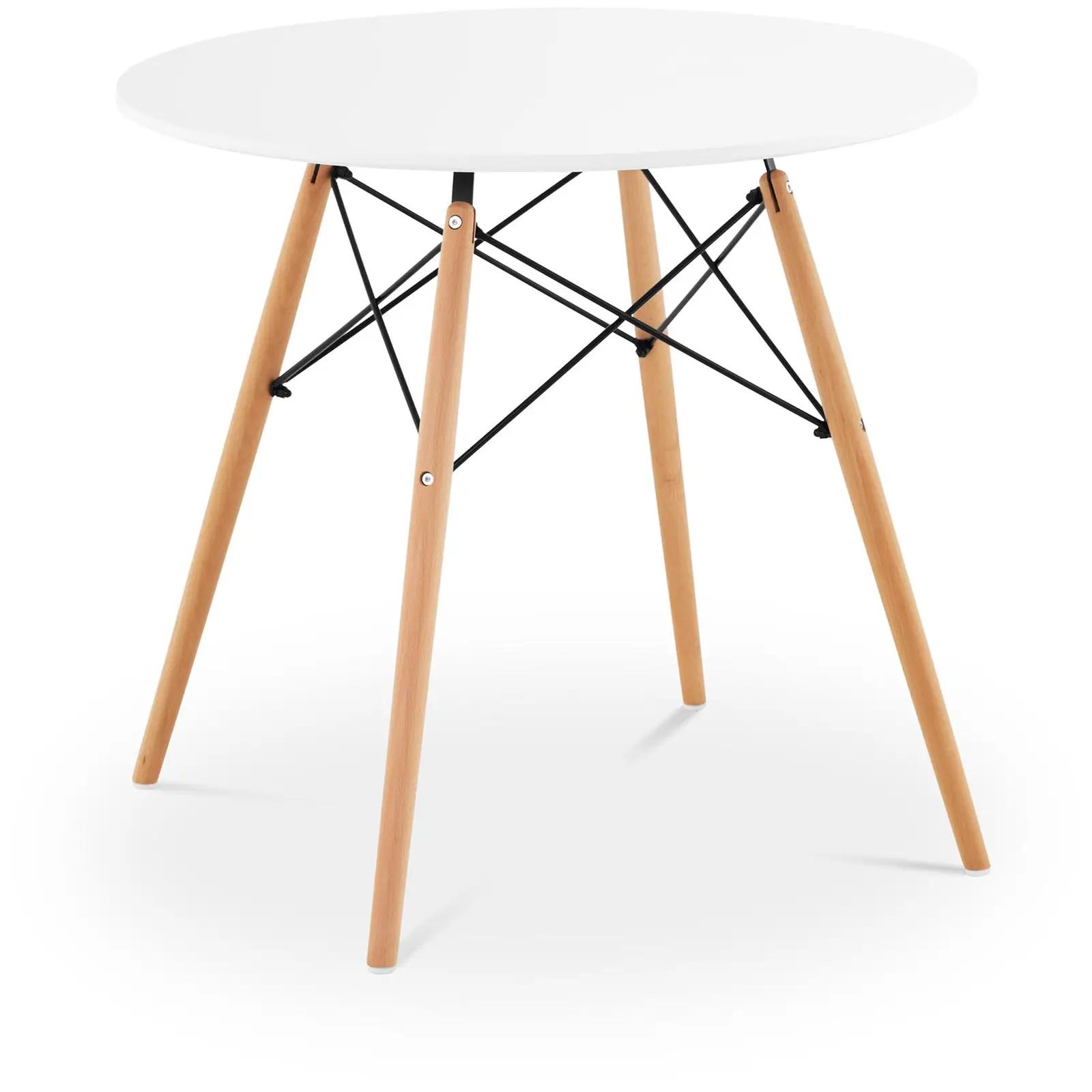 Table - round - Ø 80 cm - white - black metal struts