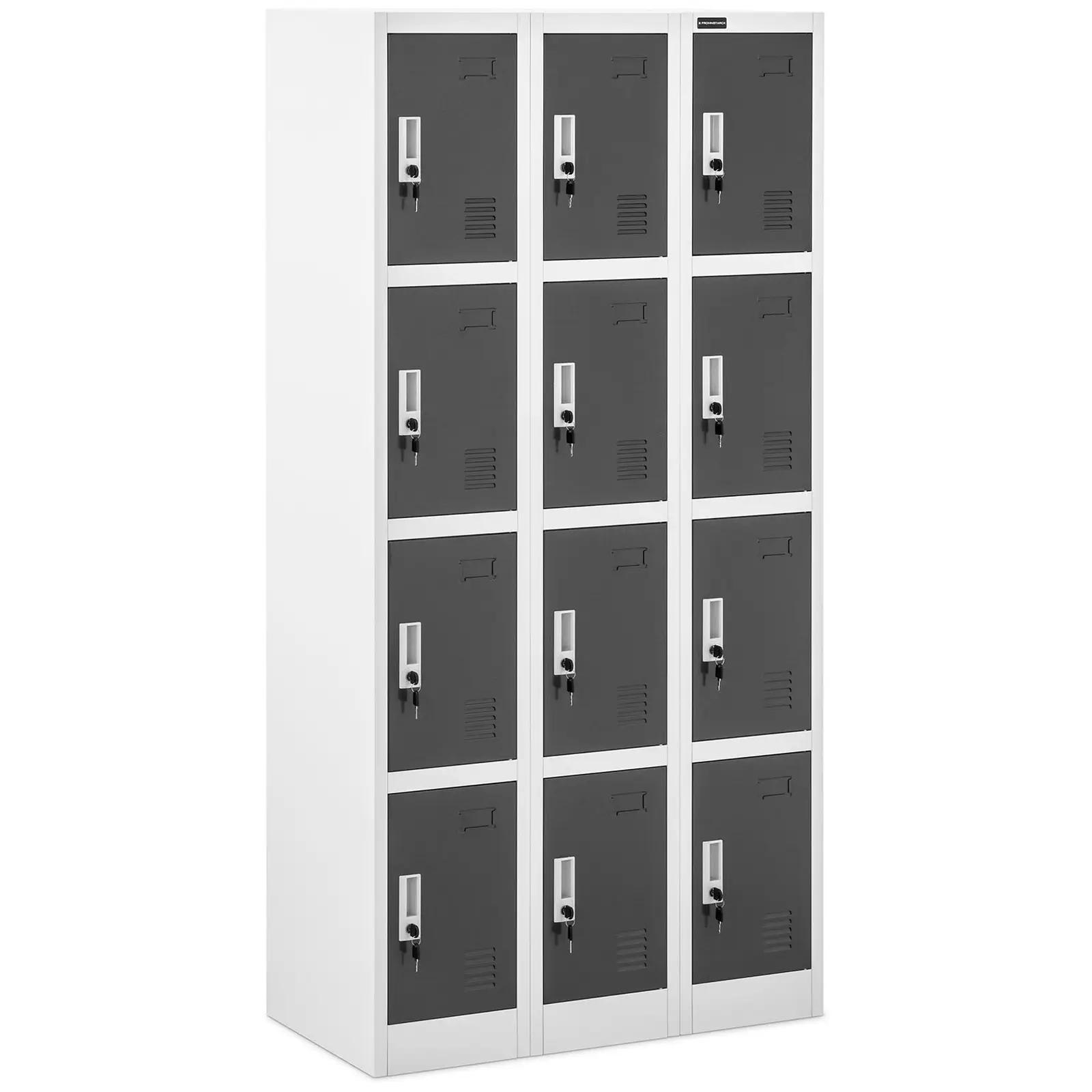 Metal Storage Locker - 12 Compartments - Grey