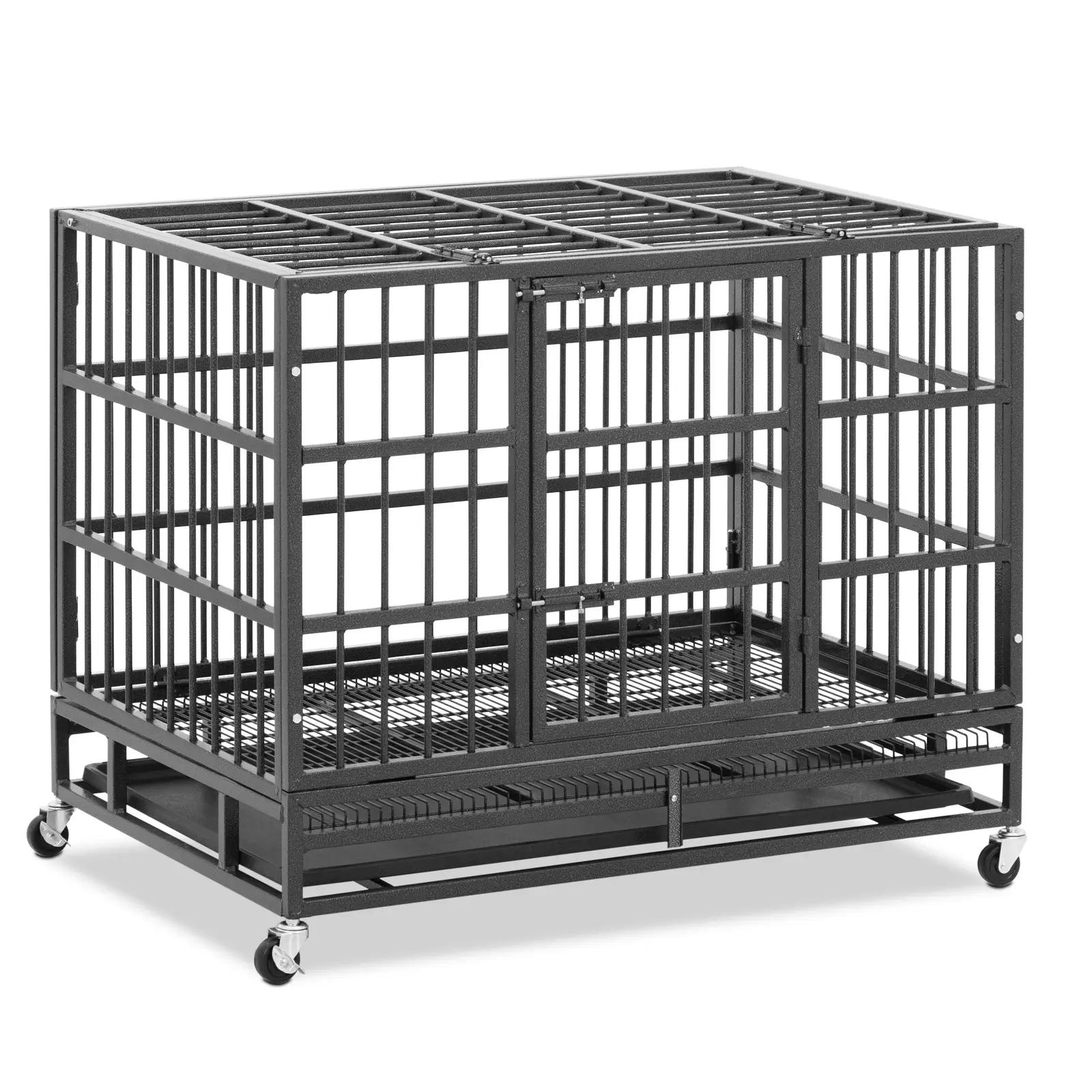 Heavy-Duty Dog Crate - 4 wheels - 2 lockable doors - 95 x 65 x 77.4 cm