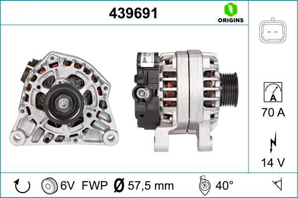 VALEO 439691 Alternator 14V 70A PEUGEOT: Partner II Van, Bipper Van, 206 Hatchback, CITROËN: Berlingo / Berlingo First I Van, Dispatch I Van