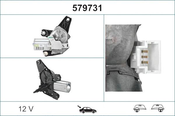 VALEO ORIGINAL PART 579731 Wiper Motor 12 Rear VAUXHALL: Vivaro Van, Vivaro Minibus, RENAULT: TRAFIC 2 Kasten