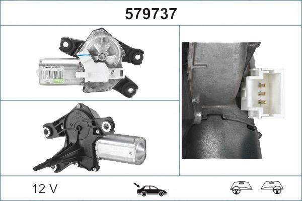 VALEO ORIGINAL PART 579737 Wiper Motor 12 Rear RENAULT: LAGUNA 2