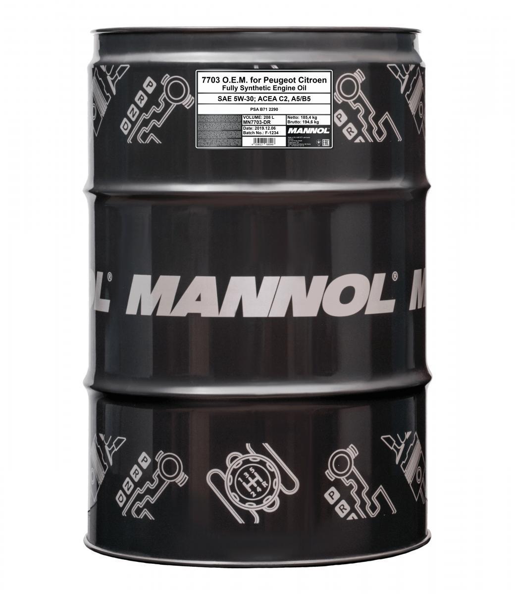 Mannol O.e.m. 5W-30 208l Engine oil MN7703-DR BMW: 5 Saloon, 3 Saloon, 3 Coupe, MERCEDES-BENZ: C-Class Saloon, E-Class Saloon, Sprinter 3.5-T Van