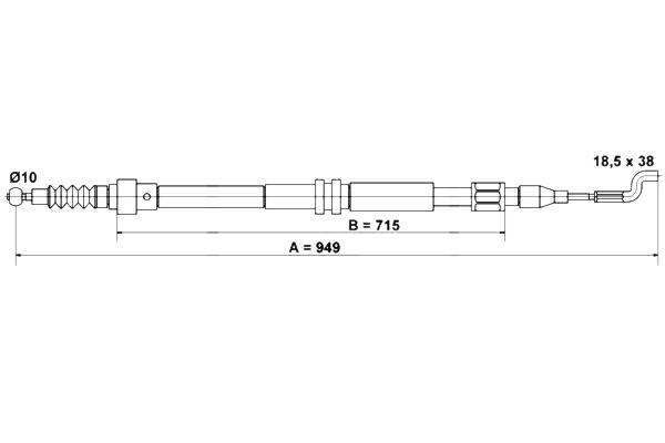 ATE 24.3727-0157.2 Brake Cable 949 VOLKSWAGEN: Transporter 4, TRANSPORTER 4 Bus