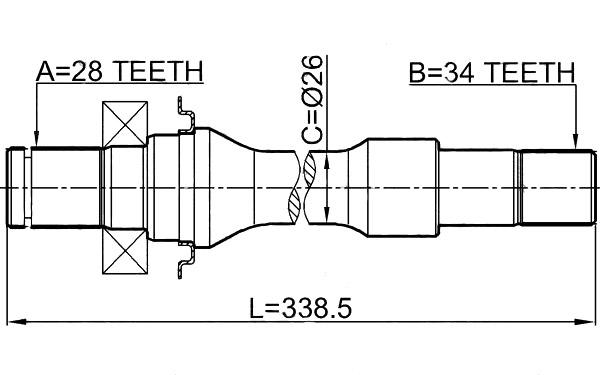 FEBEST 2212-CARRH Drive shaft Front Axle Right 338 KIA: CARNIVAL 2