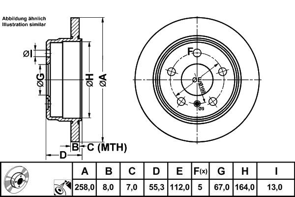 ATE Brake disc MERCEDES-BENZ: A-Class 8,0mm 5 112,0mm solid Coated 24.0108-0111.1 1684230212,A1684230212 Brake rotor, Brake discs, Brake rotors