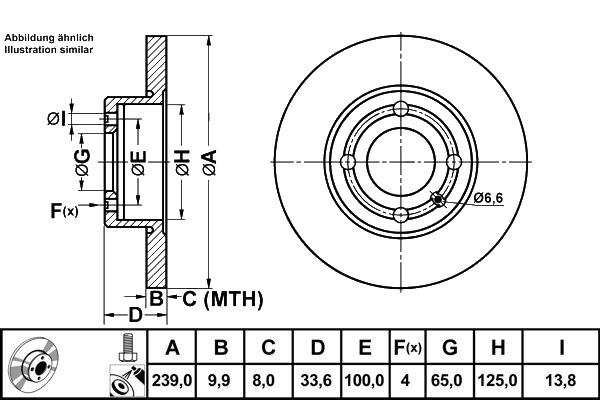 ATE Brake Disc VOLKSWAGEN: Polo III Hatchback, SEAT: Arosa 9,9mm 4 100,0mm Solid Coated 24.0110-0232.1 6N0615301 Brake rotor, Brake Discs