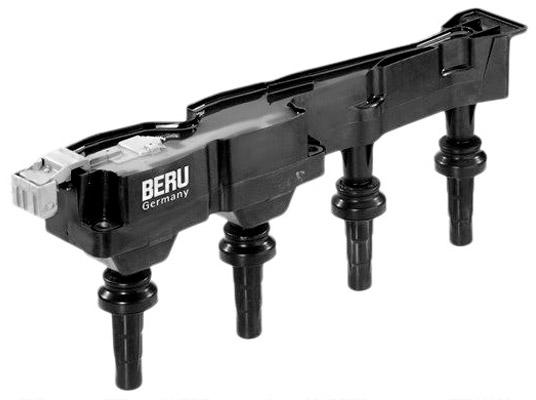 BERU ZSE045 Ignition coil 4 12 SAE-Kontaktfeder, Spark Spring with electronics 4 with output stage, incl. spark plug connector PEUGEOT: 207 Hatchback