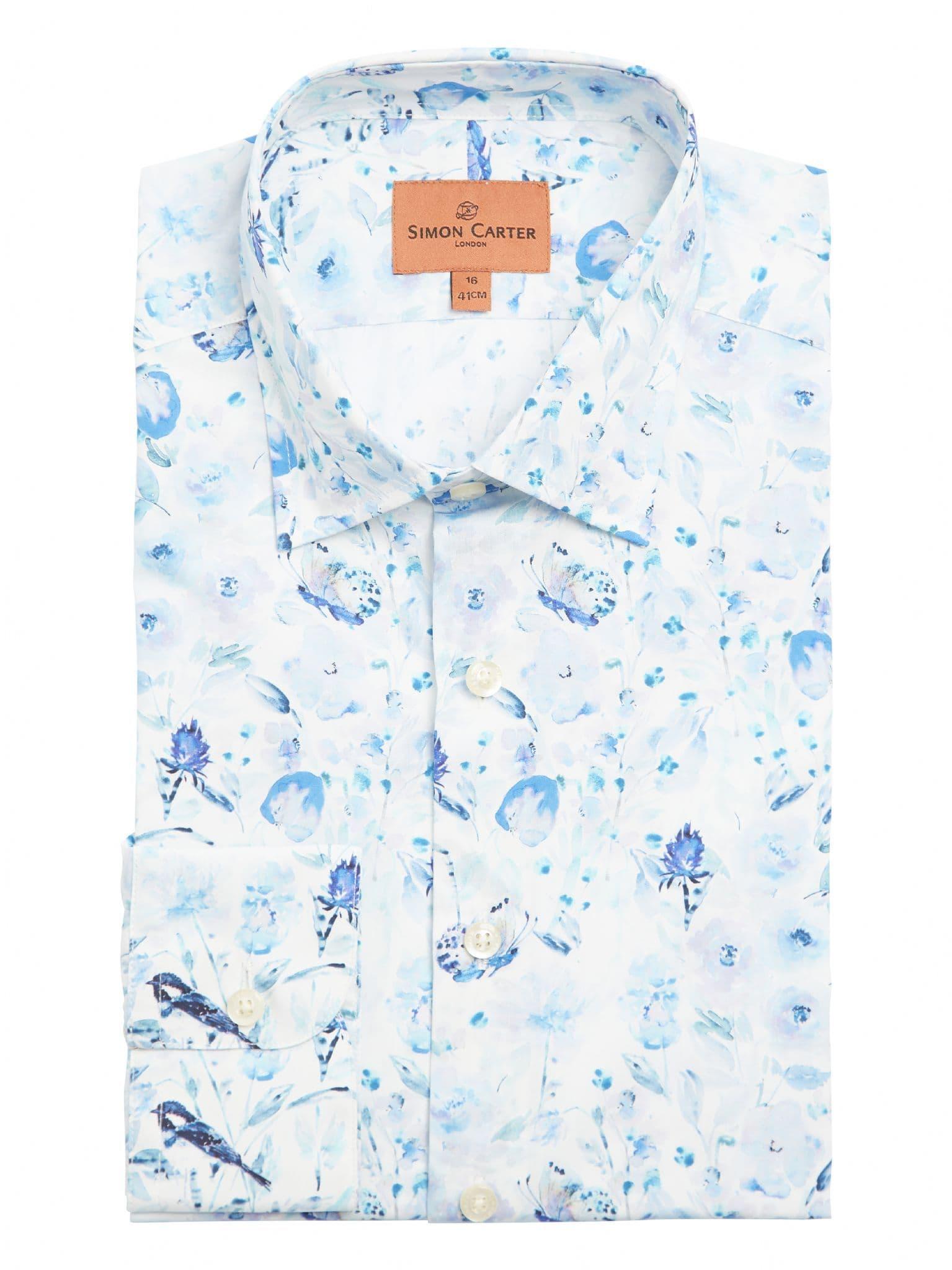 Watercolour Butterfly Blue Shirt - 16.5