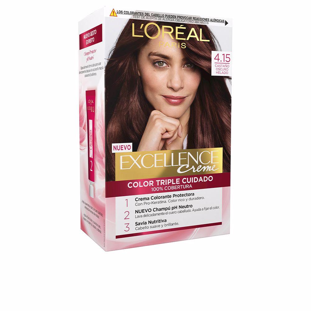 Permanent Dye Excellence L'Oréal Paris Excellence 4.15 Dark Brown Nº 9.0-rubio muy claro Nº 8.0-rubio claro 192 ml