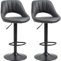 Homcom Barstools Set Of 2 Adjustable Swivel Height Gas Lift Pu Leather Counter Chairs With Footrest