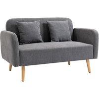 Homcom 2-seat Loveseat Sofa Chenille Fabric Upholstered Couch With Rubberwood Legs, Grey