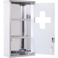 Homcom Stainless Steel Wall Mounted Medicine Cabinet With 2 Shelves + Security Glass Door Lockable 48 Cm(h)