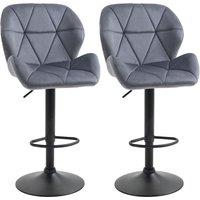 Homcom Set Of 2 Adjustable Bar Stools With Backs , Armless Upholstered Swivel Counter Chairs, Barstools With Back, Footrest, Dark Grey