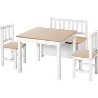 Homcom Pine Wood Kids 4 Pc Furniture Set-oak/white