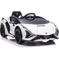 Homcom Compatible 12v Battery-powered Kids Electric Ride On Car Lamborghini Sian Toy With Parental Remote Control Lights Mp3 For 3-5 Years Old White