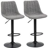 Homcom Adjustable Bar Stools Set Of 2 Counter Height Barstools Dining Chairs 360° Swivel With Footrest For Home Pub, Grey