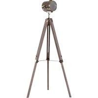 Homcom Vintage Tripod Floor Lamp Retro Industrial Photography Light Spotlight Antique Searchlight Wooden Base