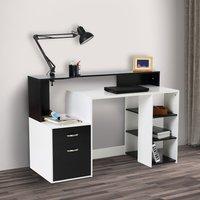 HOMCOM Multi Storage and Workstation Desk - Black and White