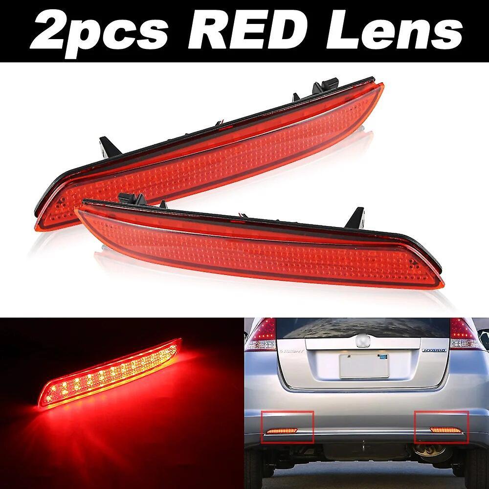 Bicaco 2pcs Led Tail Red Rear Bumper Reflector Light Lamp Stop Fog Brake Light For Honda Jazz Fit Crz Crv Insight Hybrid Acura Tsx 2pcs RED LENS