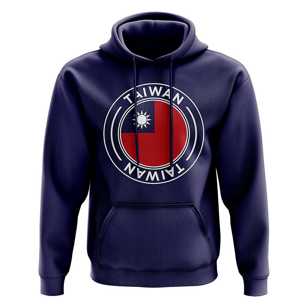 UKSoccerShop Taiwan Football Badge Hoodie (Navy) Medium (38-40 inch)