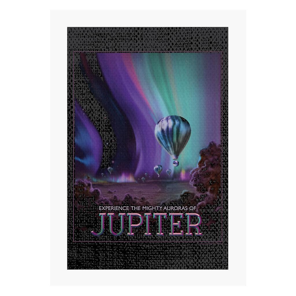 NASA Auroras Of Jupiter Interplanetary Travel Poster A4 Print Black 21cm x 29.7cm