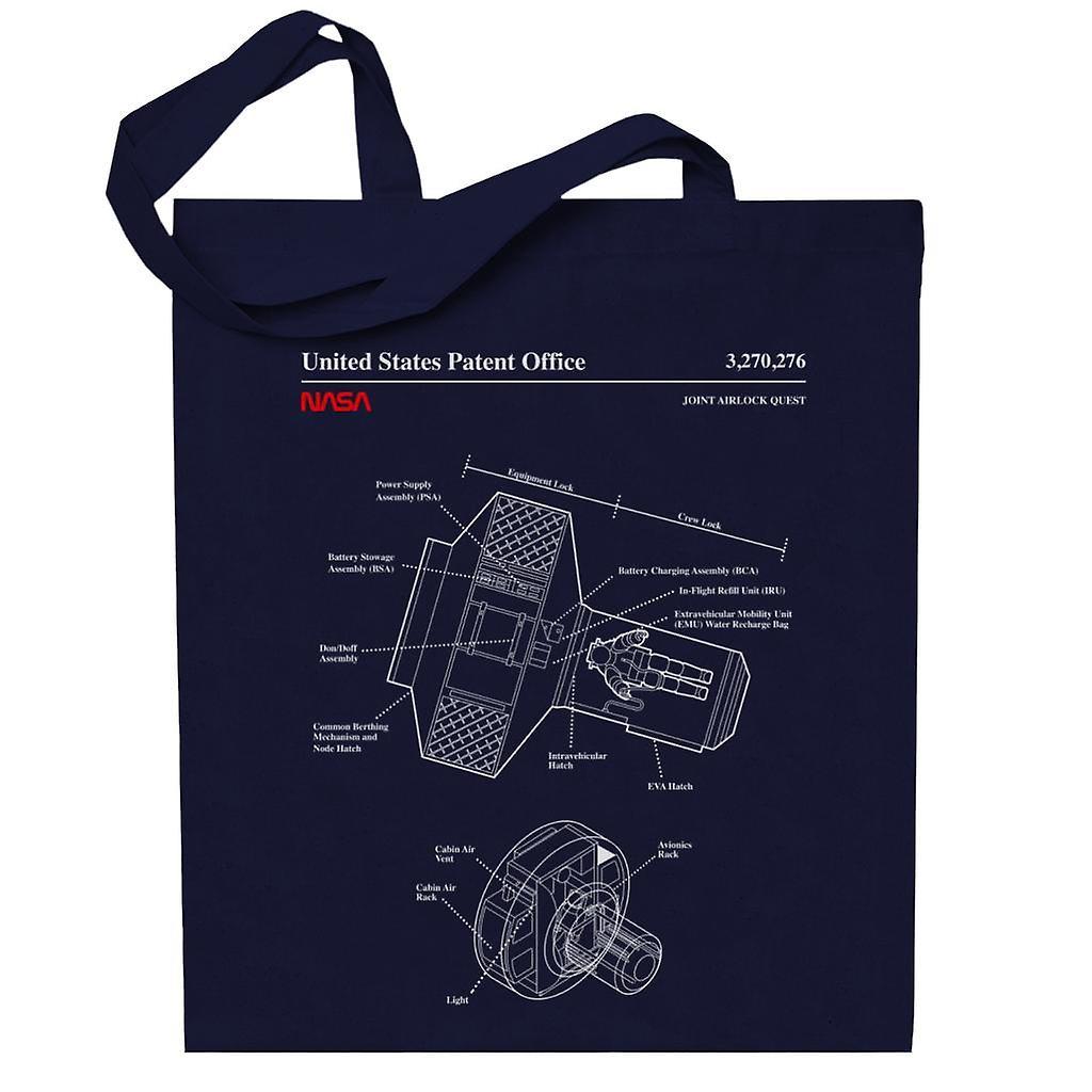 NASA Joint Airlock Quest Blueprint Totebag Navy Blue 38 x 42 cm