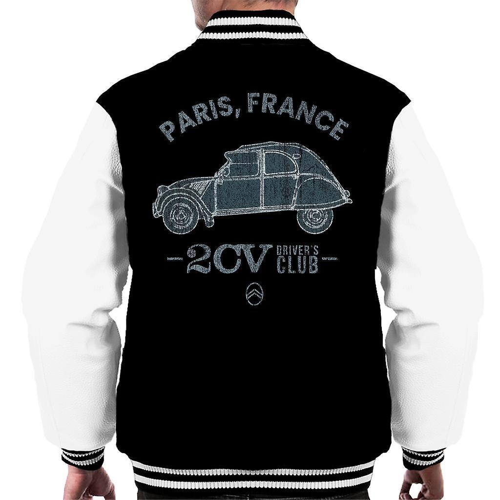 Citro�n Citroen 2CV Drivers Club Paris France Men's Varsity Jacket Black/White XX-Large