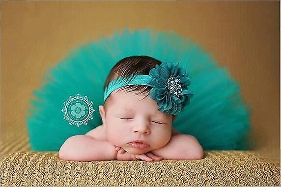 Slowmoose Baby Tutu Skirt And Flower Headband Photography Fluffy Dark Blue 6M