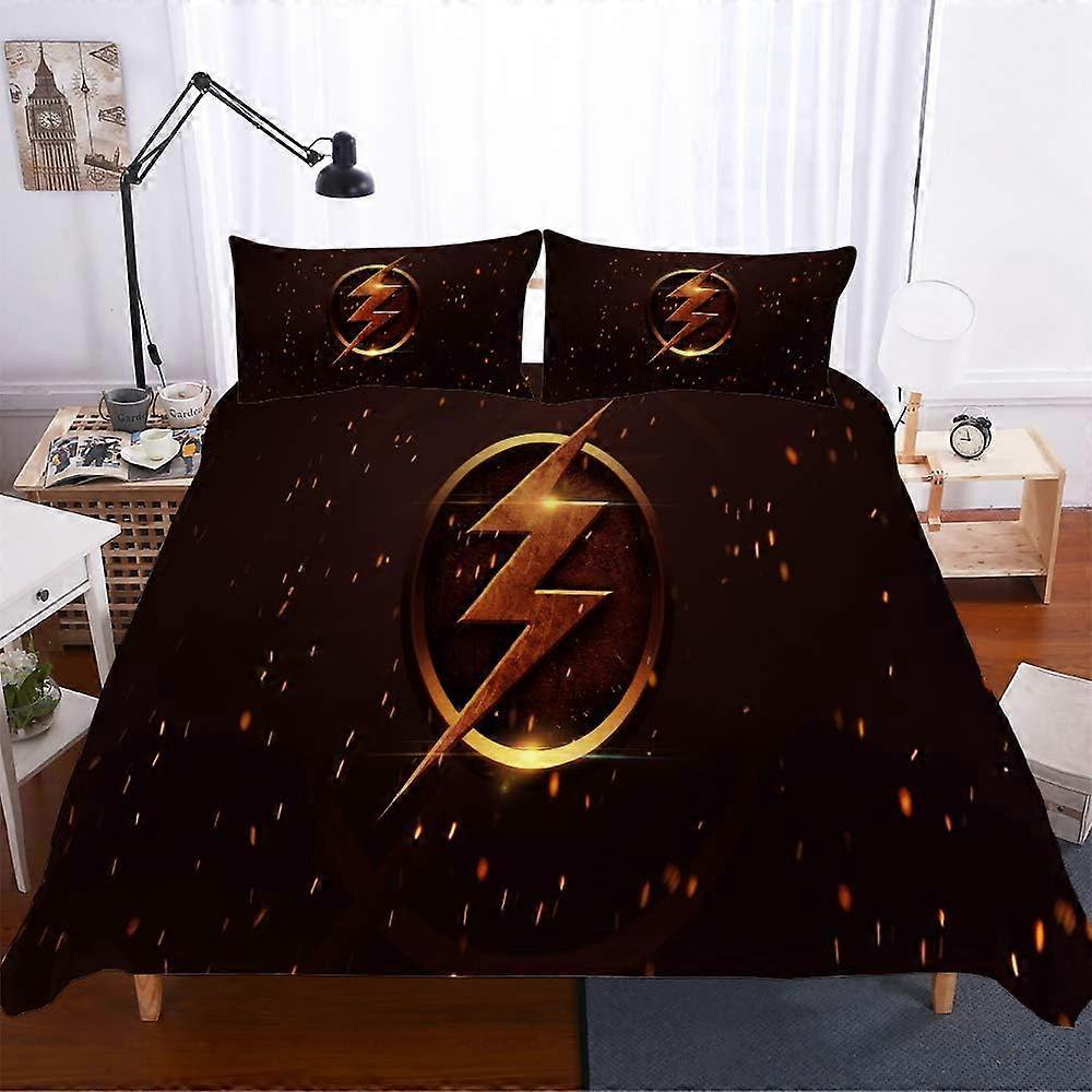 Kerota Flash Superhero Cotton Bedding Set Bed Skirt + 2 Pillowcases + Duvet Cover,Hero 01) Double200x200cm