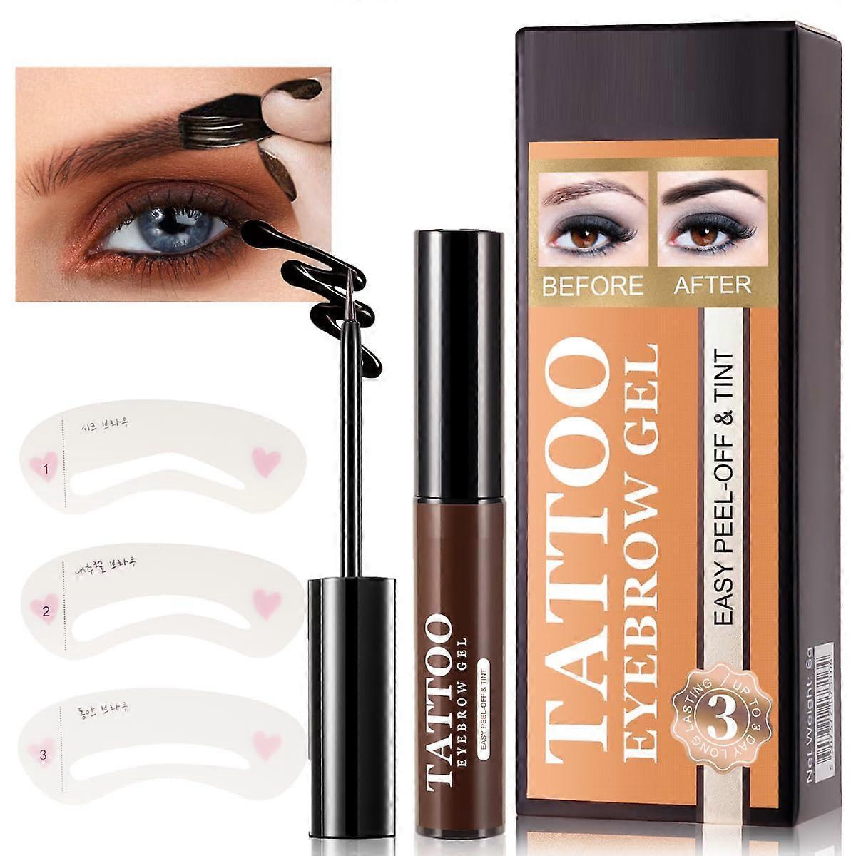 Unbrand Tattoo Peel Off Eyebrow Gel Tint, Semi Permanent Tattoo Brow Peel Off Tint Gel, Last Up To 3 Days, Waterproof, Transfer-proof, For Fuller &..