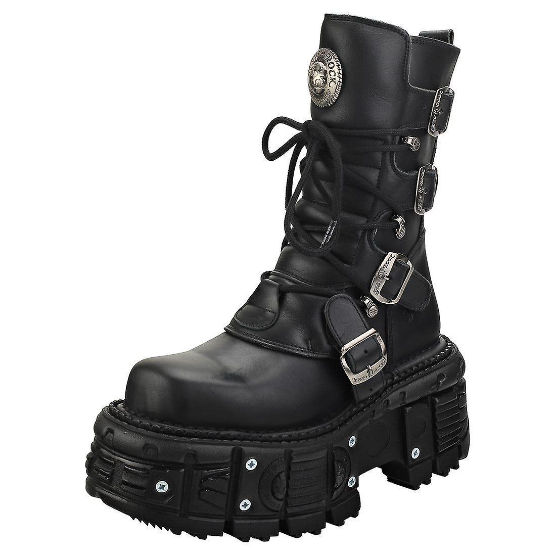 New Rock Unisex Leather Combat Platform Boots - TANK373-S1